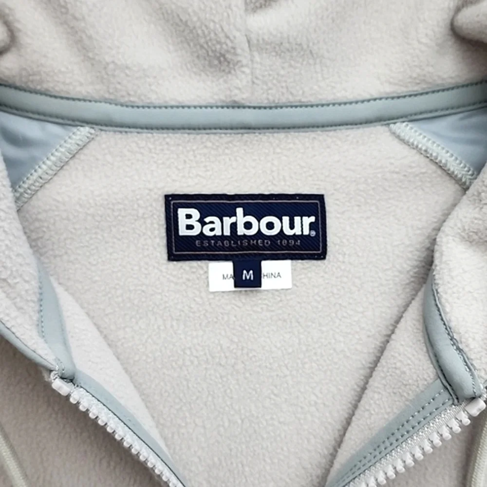 Barbour Men's Newfield Hybrid Fleece Hoodie Half Zip Pullover Grey Beige M - Picture 9 of 12